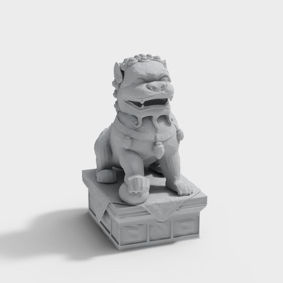 Majestic Low-Poly Stone Lion 3D model