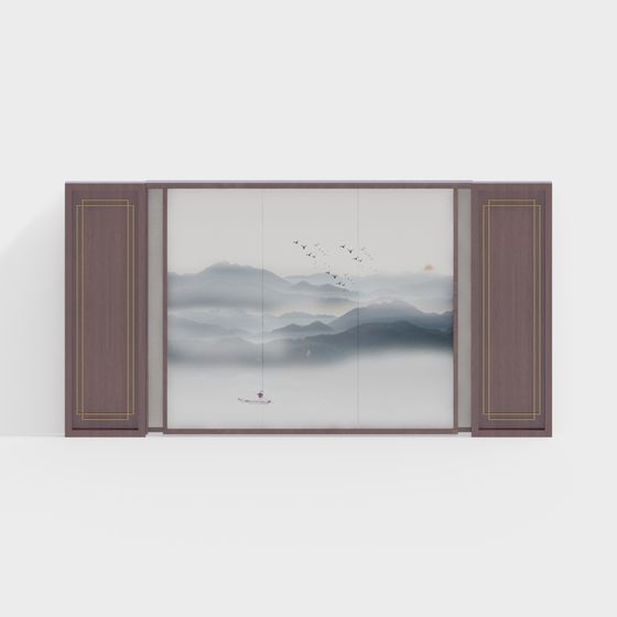 Serene Landscape Window Frame 3D Model for Unique Designs