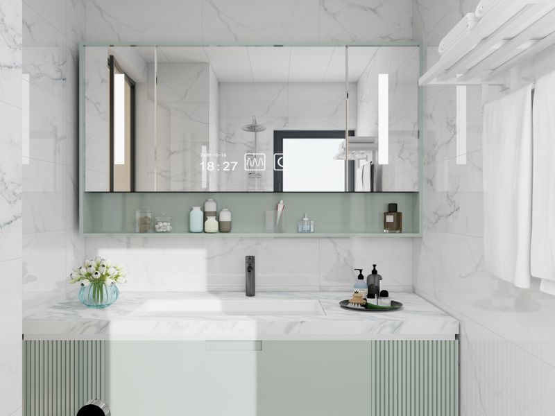 Elegant Modern Bathroom Design with Soft Green Accents
