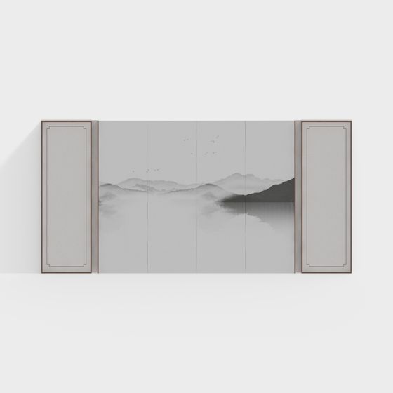 新中式水墨風景背景牆