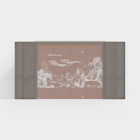 Eastern Aesthetic Folding Screen 3D model