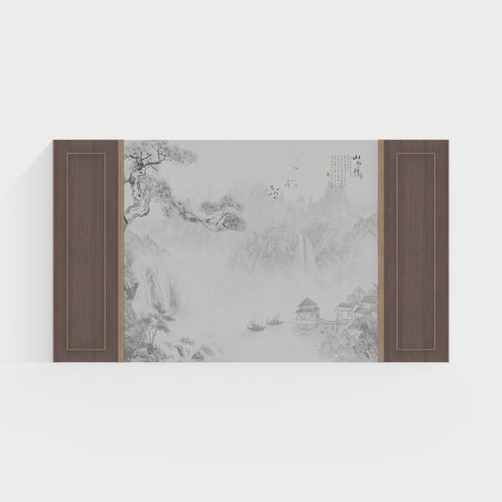 Water Ink Mountain Retreat 3D model for Creative Projects