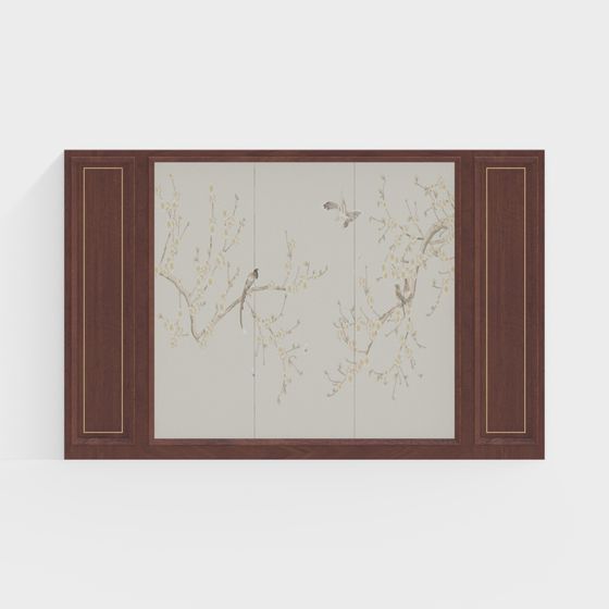 Winter Plum Blossom Folding Screen 3D model