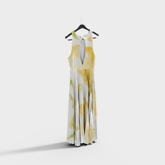 Abstract Art Long Skirt 3D model for Creative Projects
