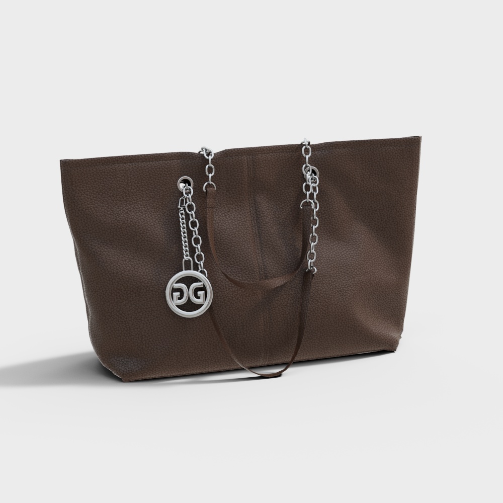 Stylish Leather Shopping Bag 3D model