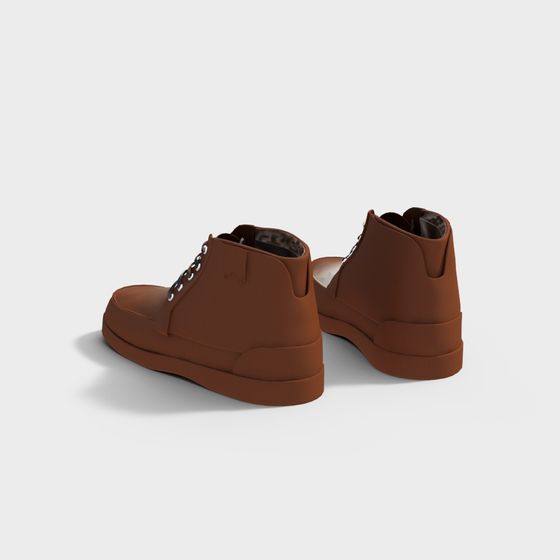 Stylish Brown High-Top Sneakers 3D model