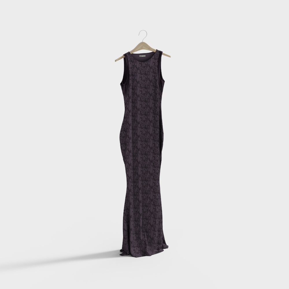 Elegant Lace Maxi Dress 3D model