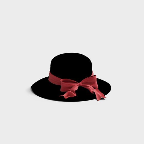 Elegant Vintage Ribbon Hat 3D model