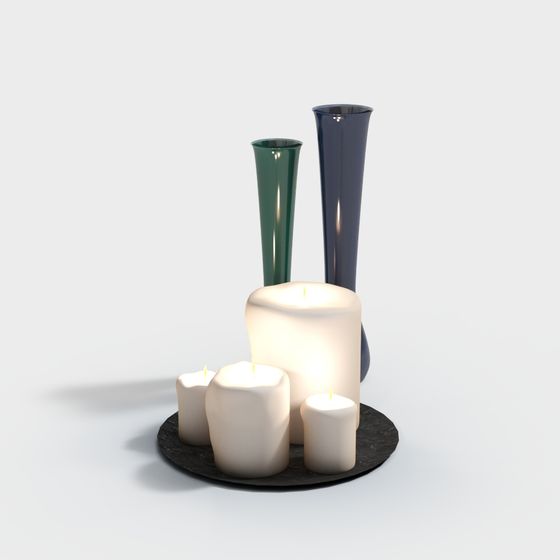 Elegant Candle Holder Set 3D model