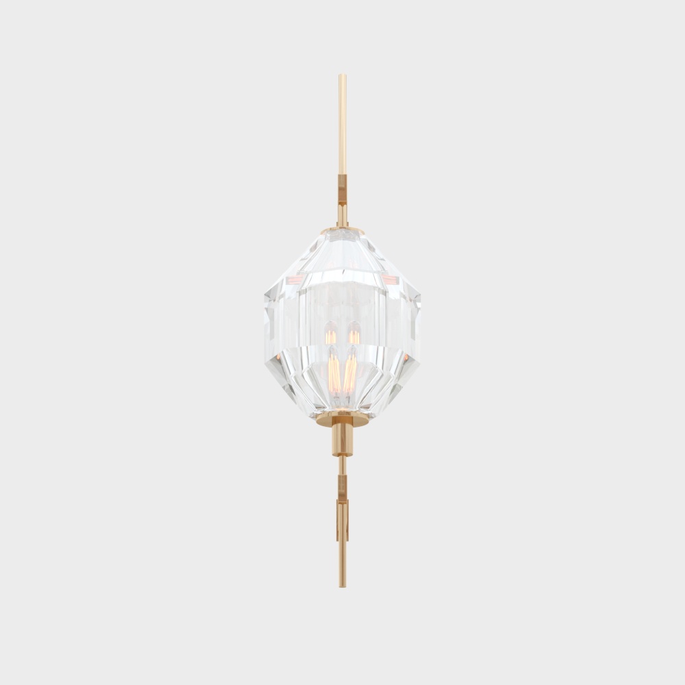 Crystal Diamond Pendant Light 3D Model – Crystal & Gold Frame