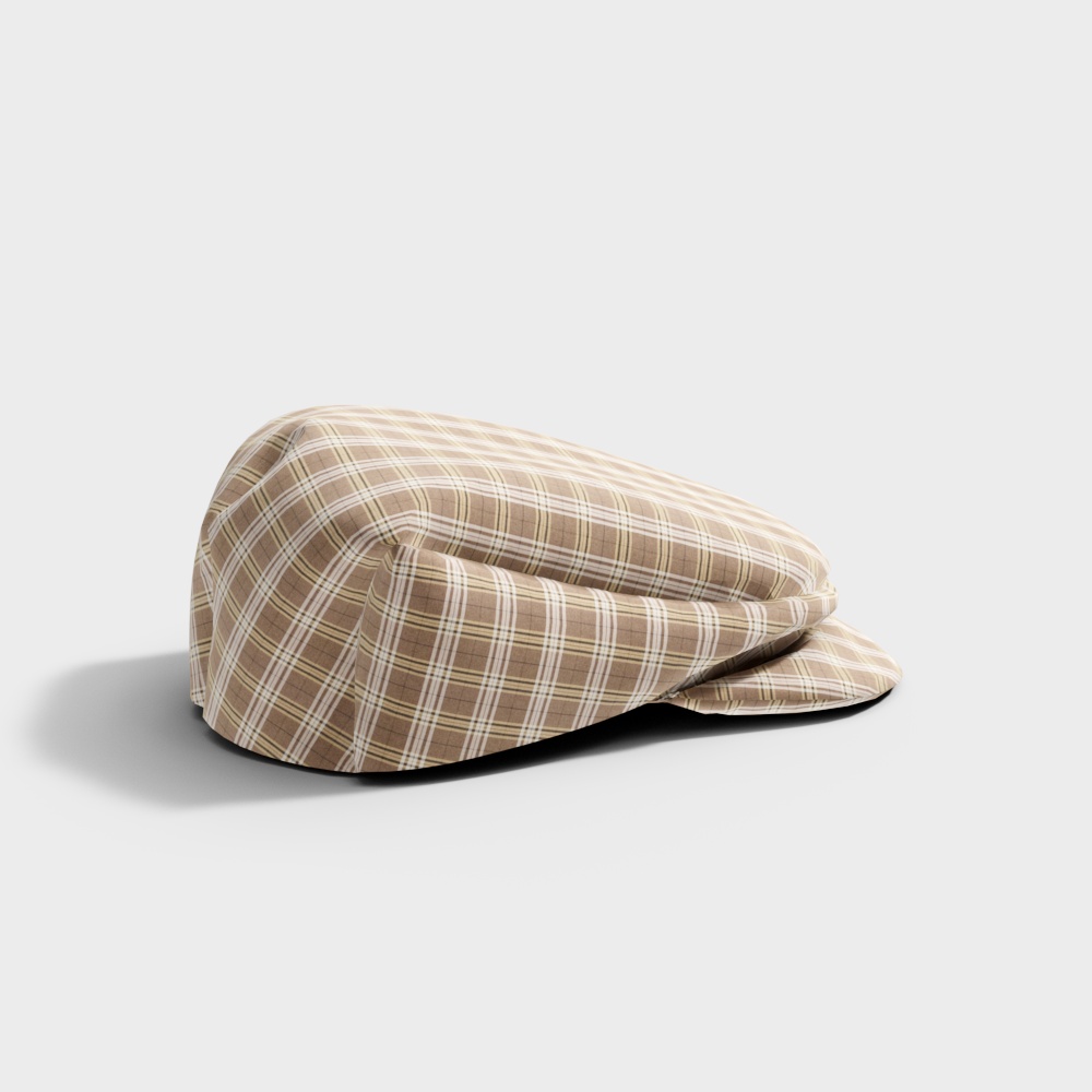 Vintage Checkered Newsboy Cap 3D model