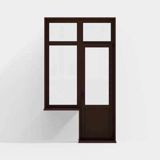 Classic Double-Leaf Glass Door 3D model