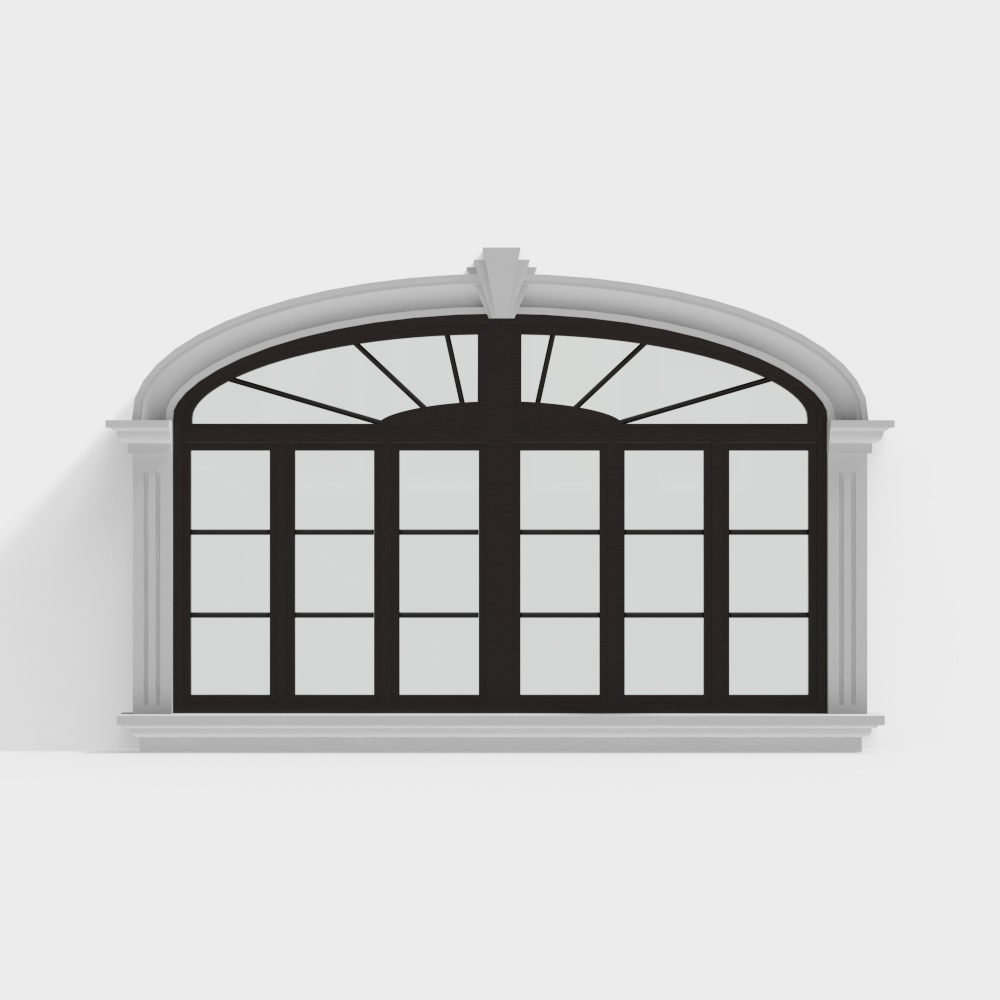 European vintage arched sliding windows