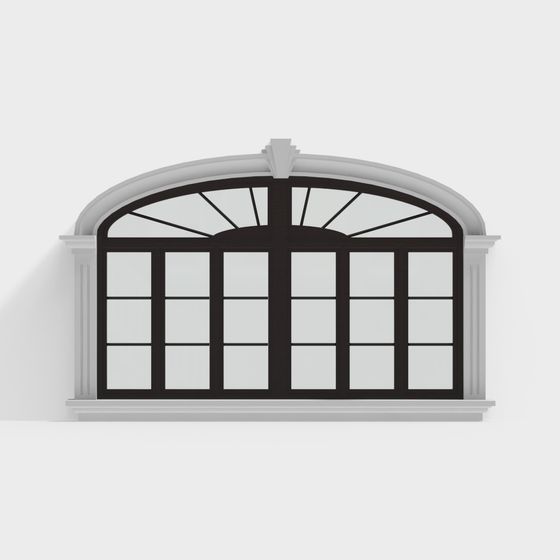 Vintage Low-Polygon Arch Window 3D model