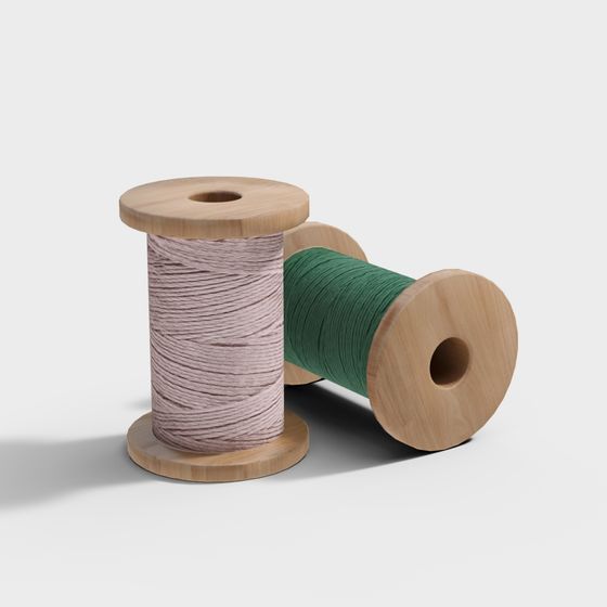 Artisan Wooden Spools 3D model for Creative Projects