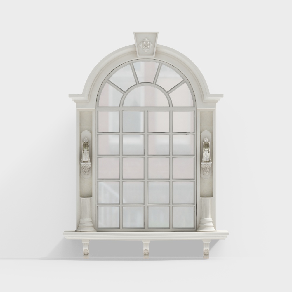 European vintage arched sliding windows