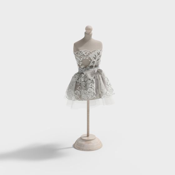 Chic Lace Dress Model 3D model for Creative Projects