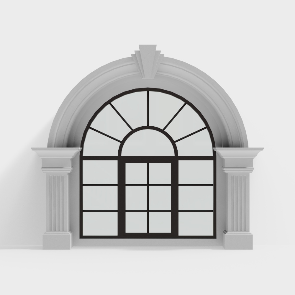 European vintage arched sliding windows