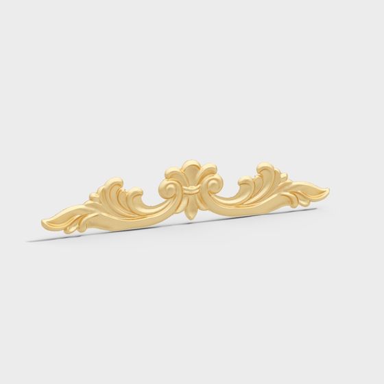 Elegant Golden Curved Decorative Ribbon 3D model