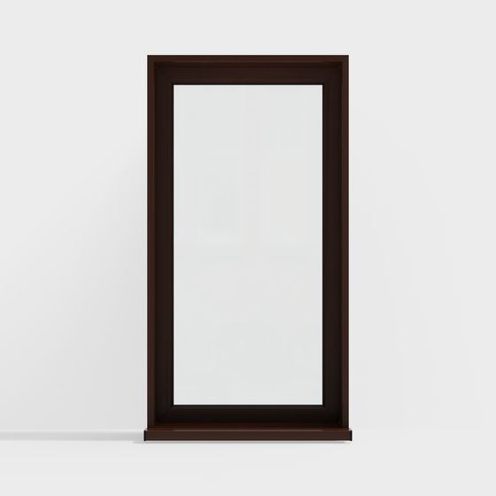Minimalist Wood Frame Glass Door 3D model