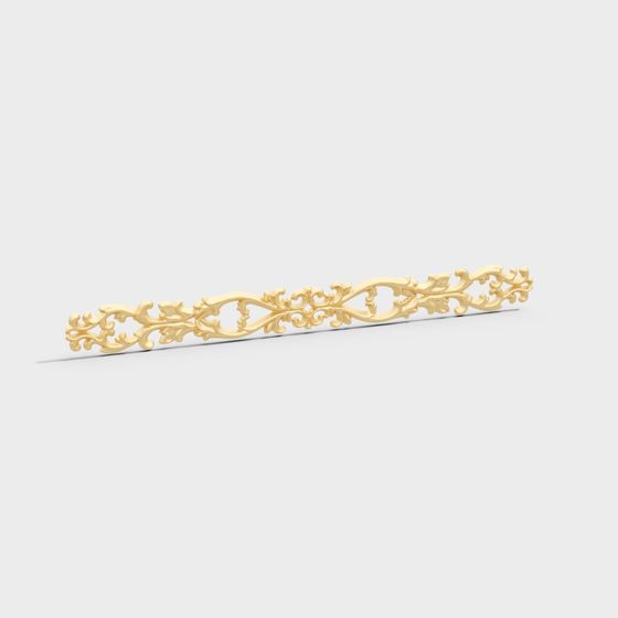 Golden Curled Decorative Strip Low-Poly 3D Model
