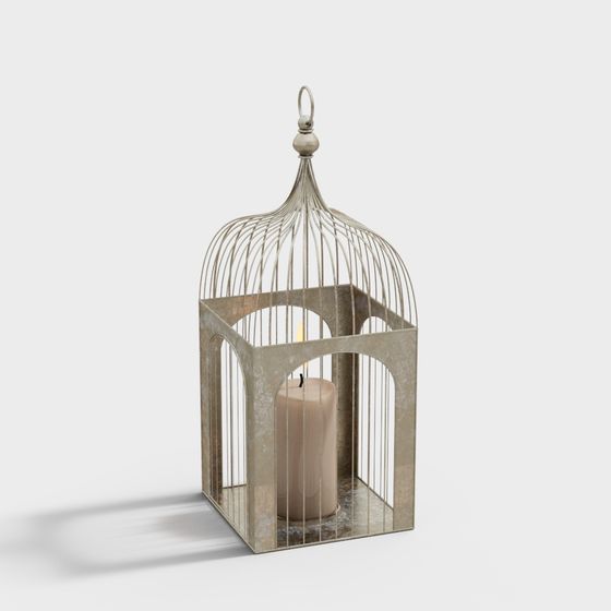 Vintage Candle Holder Birdcage 3D model