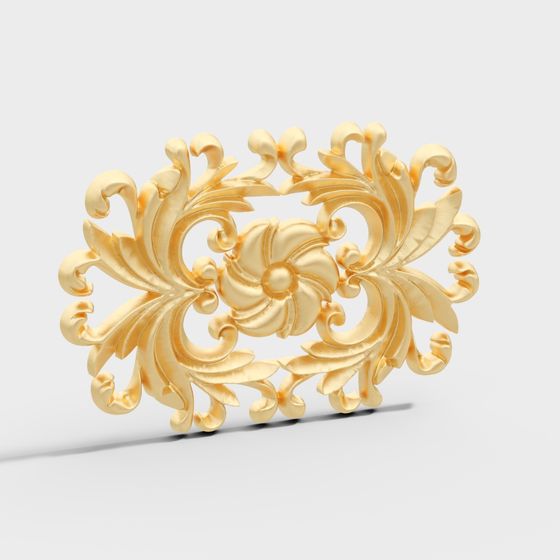 Opulent Golden Decorative Wall Model 3D model