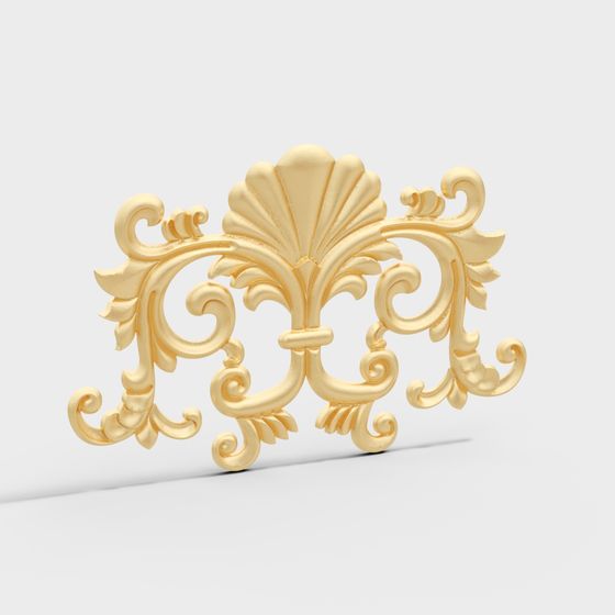 Elegant Golden Wall Ornament 3D model