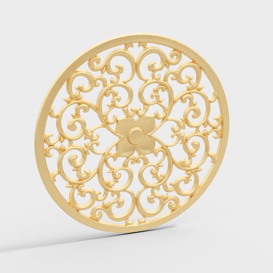 Stunning Gold Decorative Panel 3D model for Artistic Projects