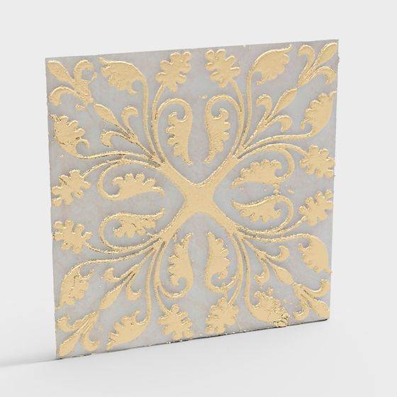 Elegant Low-Poly 3D Model with Gold Vines