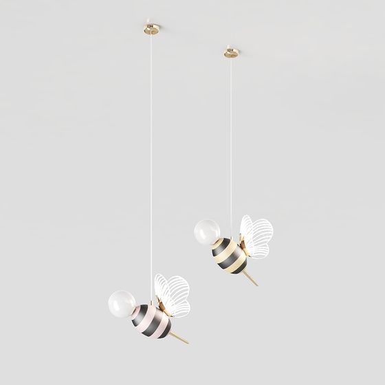 Stylish Bee Pendant Light 3D model for Modern Interiors