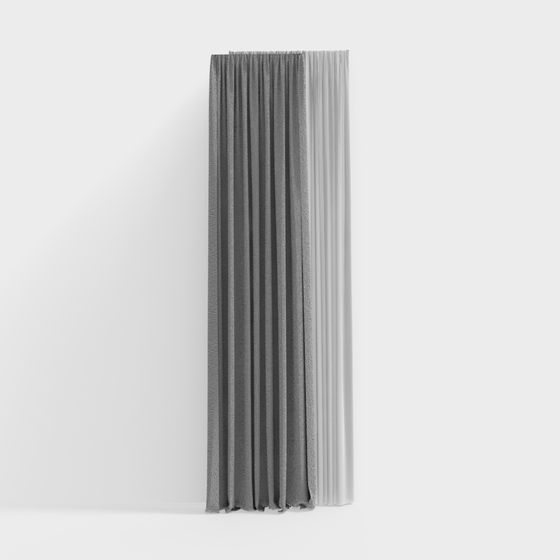 Stylish Pleated Curtain 3D model for Modern Interiors