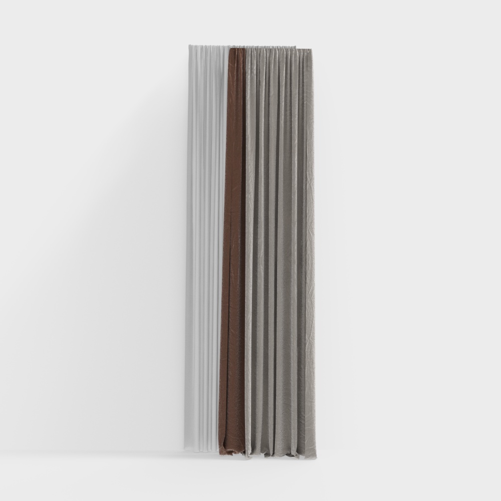 Elegant Pleated Curtain 3D model
