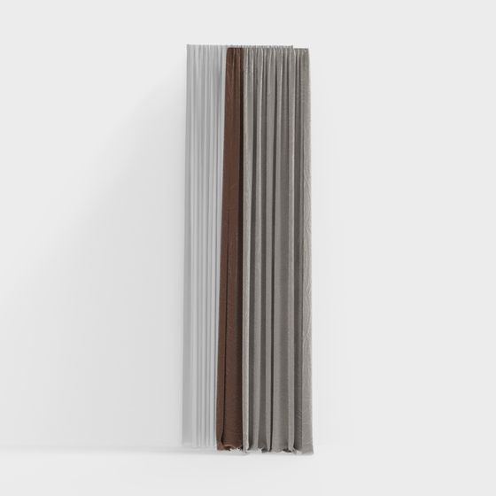 Stylish Pleated Curtain 3D model for Interior Design