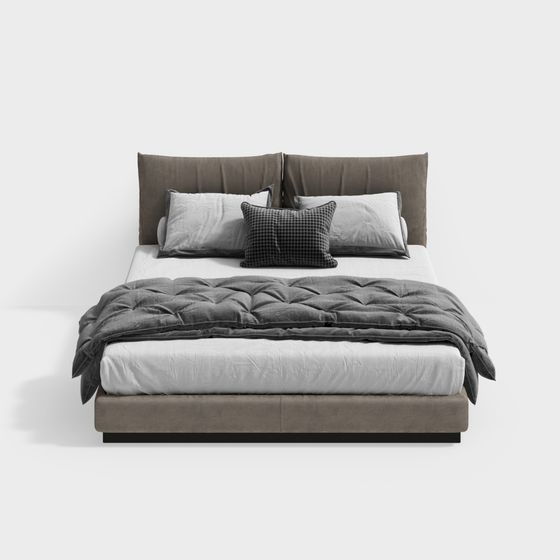 Modern Stylish Bed 3D model for Comfort