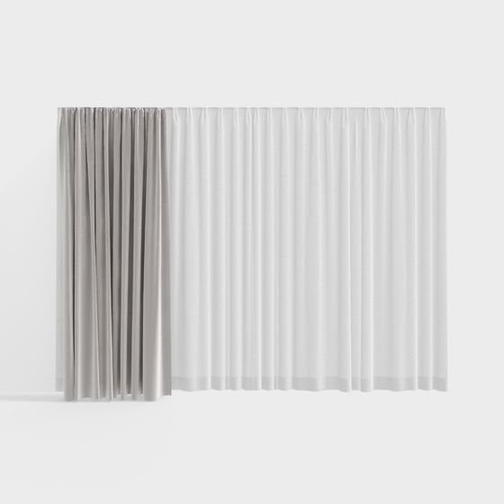 Elegant Sheer Curtain 3D model