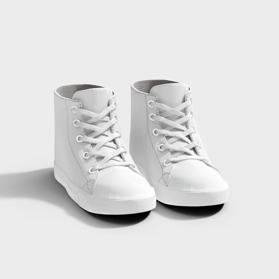Stylish High-Top Canvas Shoes 3D Model