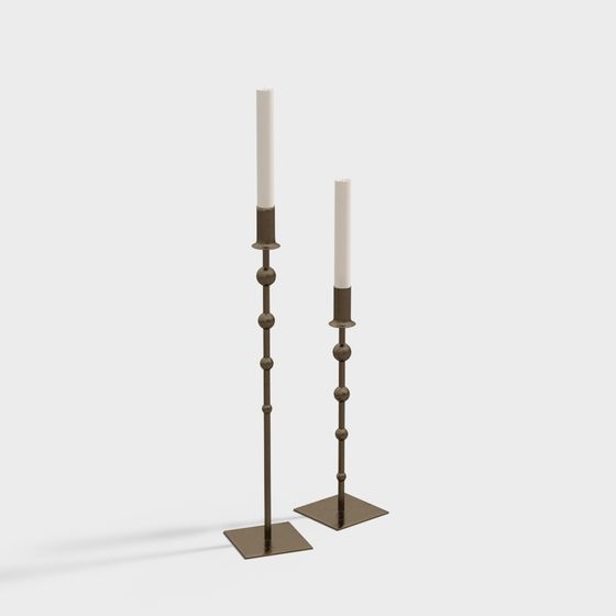 Elegant Low-Poly Candle Holder 3D model