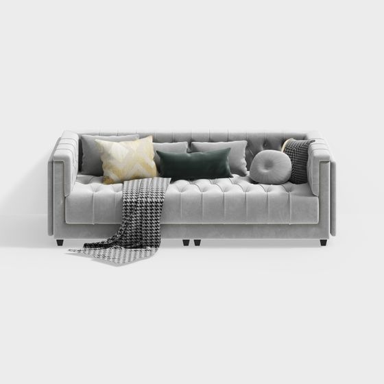 Elegant Low-Poly Sofa 3D model for Modern Interiors