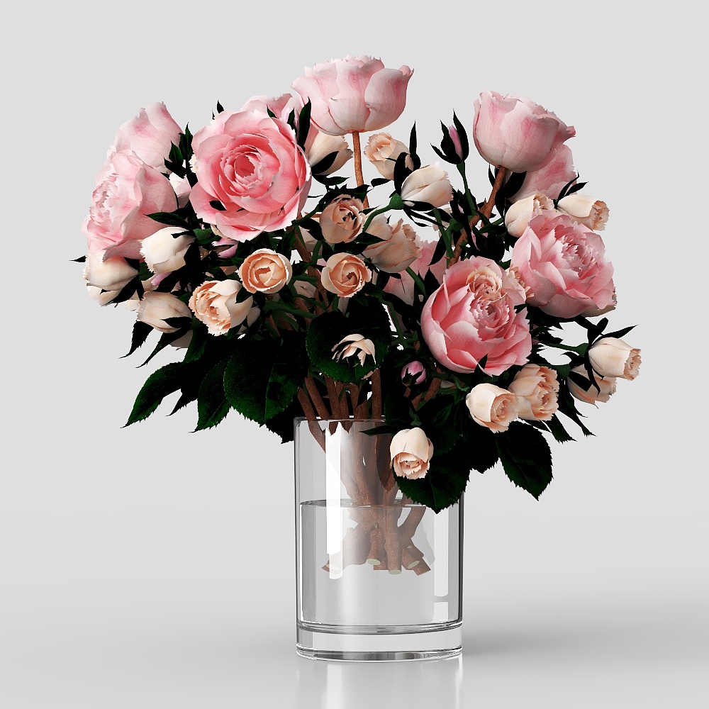 Stunning Rose Bouquet 3D Model – Low-Poly Floral Asset