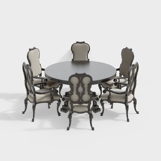 Elegant Victorian Dining Set 3D model