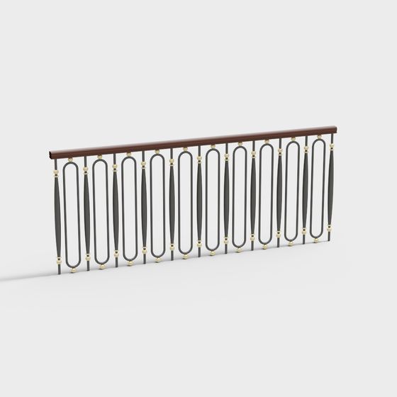 Elegant Metal Railing 3D model