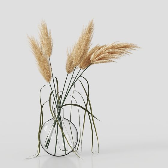 Reed in Glass Vase 3D model