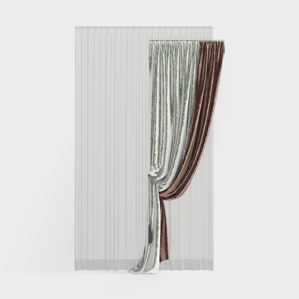 Elegant Low-Poly Curtain 3D model for Modern Interiors
