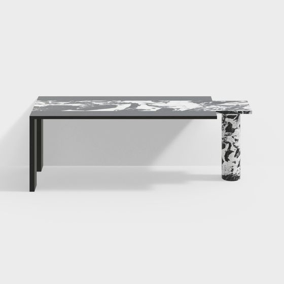 Elegant Marble Style Long Table 3D model for Contemporary Interiors