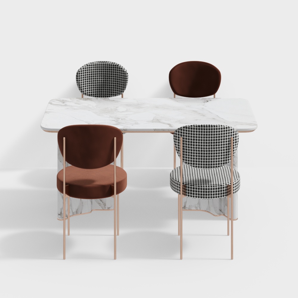 輕奢餐桌椅組合