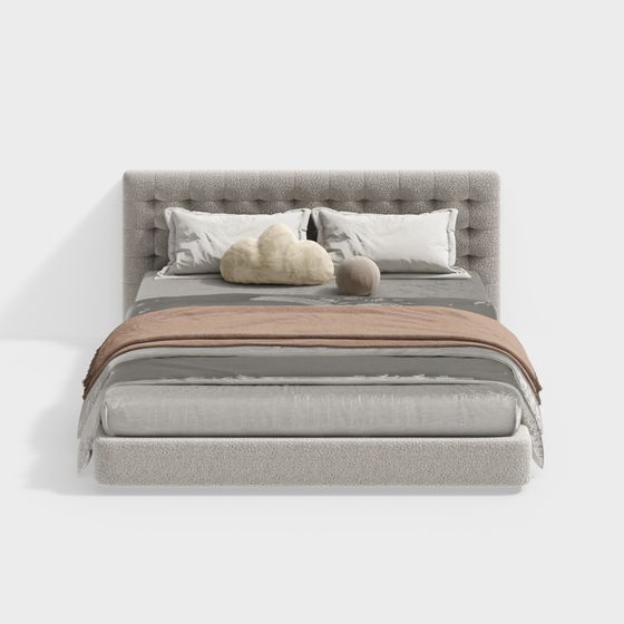Elegant Modern Bed 3D model for Contemporary Interiors