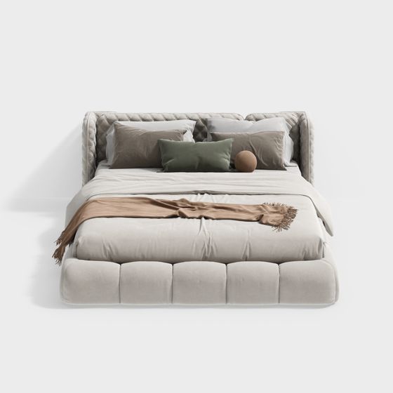 Beige Contemporary French Double Bed