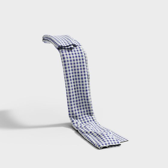 Elegant Blue and White Checkered Scarf 3D model