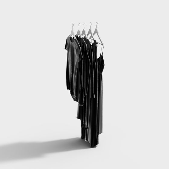 Suspended Black Dresses 3D Model